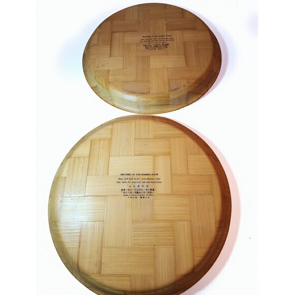 Vintage Bamboo Tray Set of 2 – Painted Floral – Boho Bohemian Decor – Taiwan - Picture 2 of 6